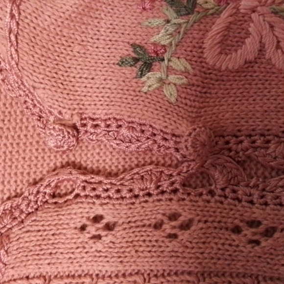 Vintage Sarah Morgan Embroidered mauve Knit Sweater - Picture 16 of 16